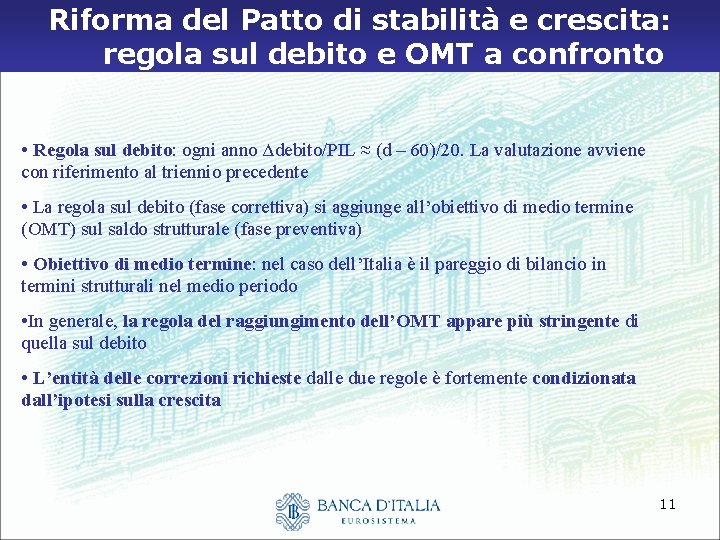 Riforma del Patto di stabilità e crescita: regola sul debito e OMT a confronto