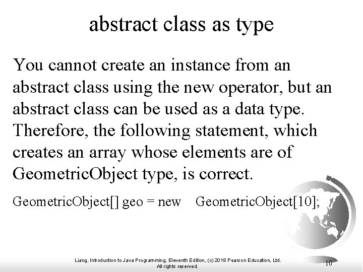 abstract class as type You cannot create an instance from an abstract class using