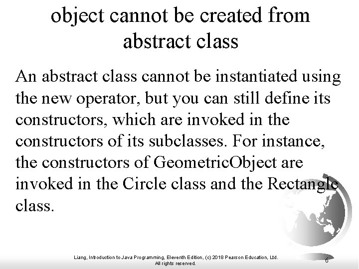 object cannot be created from abstract class An abstract class cannot be instantiated using