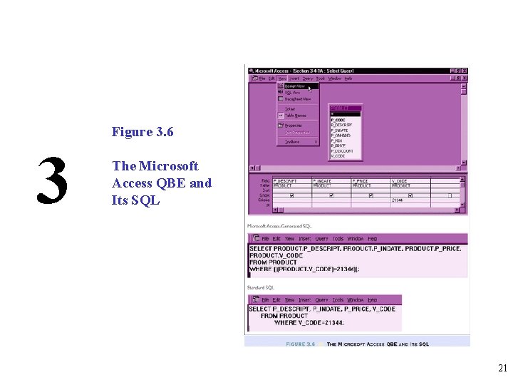 Figure 3. 6 3 The Microsoft Access QBE and Its SQL 21 