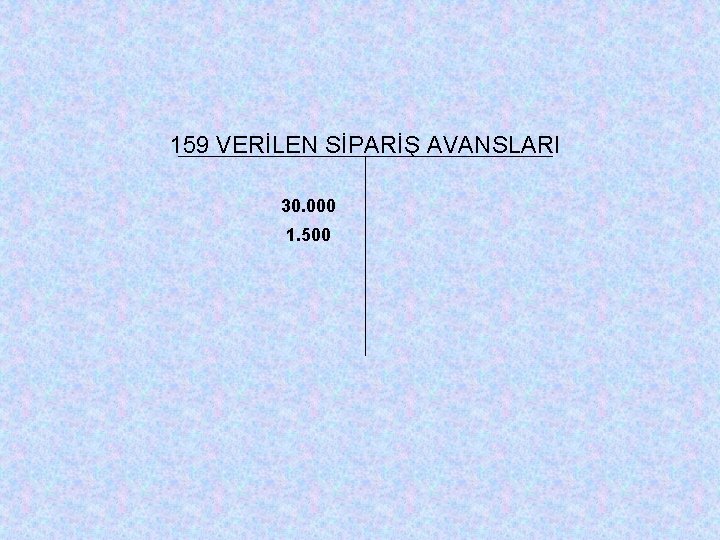 159 VERİLEN SİPARİŞ AVANSLARI 30. 000 1. 500 