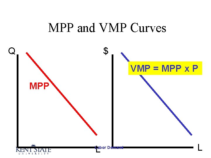 MPP and VMP Curves Q $ VMP = MPP x P MPP L Labor MPP and VMP Curves Q $ VMP = MPP x P MPP L Labor