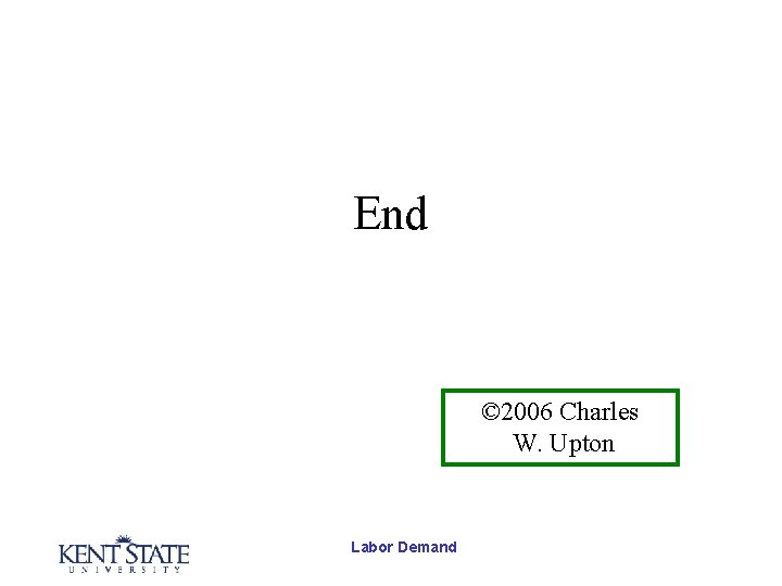 End © 2006 Charles W. Upton Labor Demand  End © 2006 Charles W. Upton Labor Demand