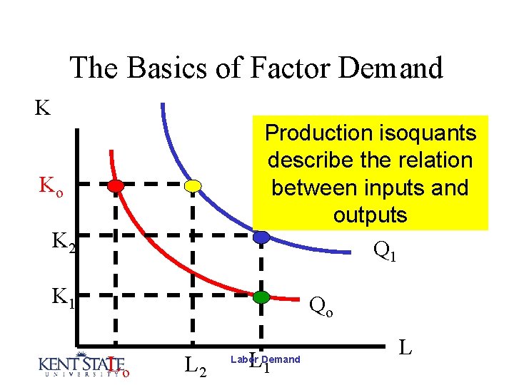 The Basics of Factor Demand K Production isoquants describe the relation between inputs and