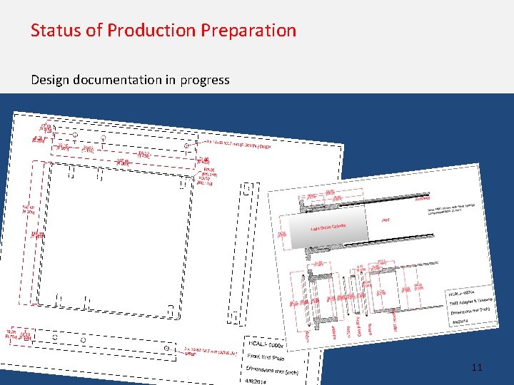 Status of Production Preparation Design Documentation in progress Design documentation in progress 11 