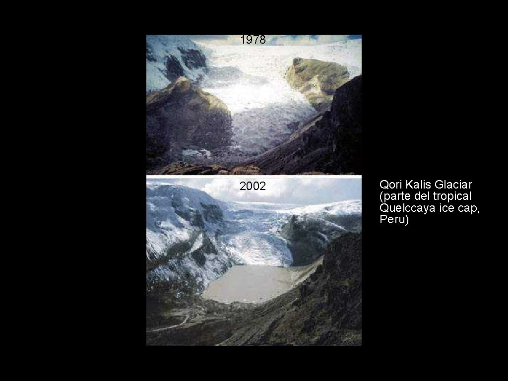 1978 2002 Qori Kalis Glaciar (parte del tropical Quelccaya ice cap, Peru) 9 3