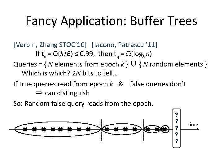 Fancy Application: Buffer Trees [Verbin, Zhang STOC’ 10] [Iacono, Pătraşcu ’ 11] If tu