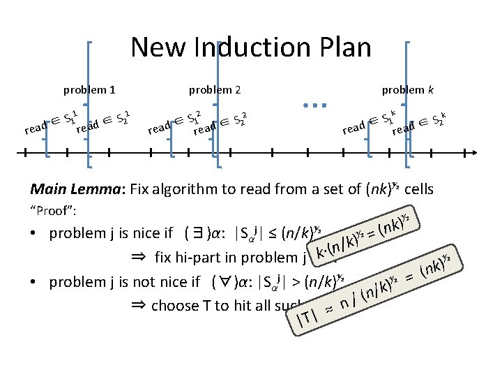 New Induction Plan problem 1 1 S 1 ∈ read 1 S 2 ∈