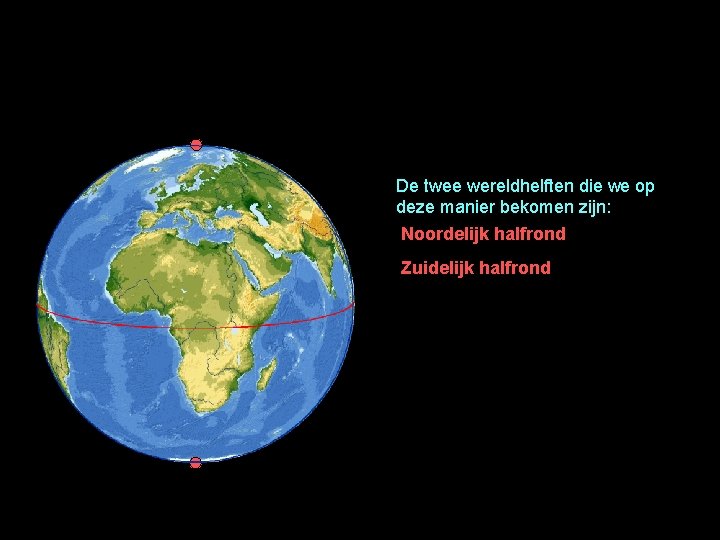 De twee wereldhelften die we op deze manier bekomen zijn: Noordelijk halfrond Zuidelijk halfrond