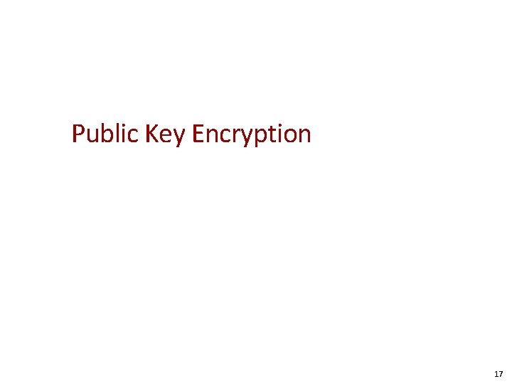 Public Key Encryption 17 