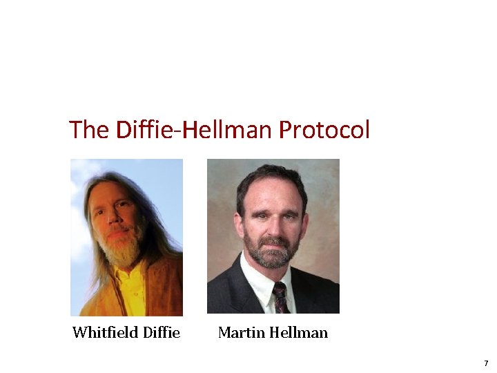 The Diffie-Hellman Protocol Whitfield Diffie Martin Hellman 7 