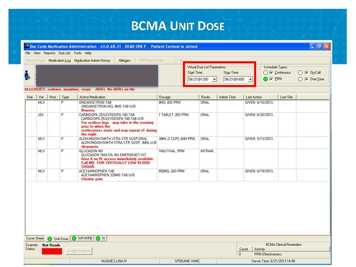 BCMA UNIT DOSE VETERANS HEALTH ADMINISTRATION 