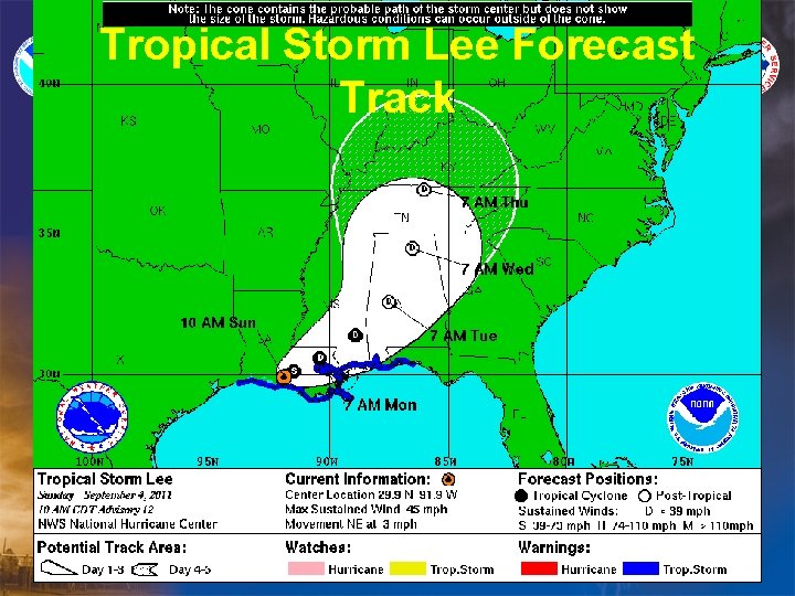 Tropical Storm Lee Forecast Track 