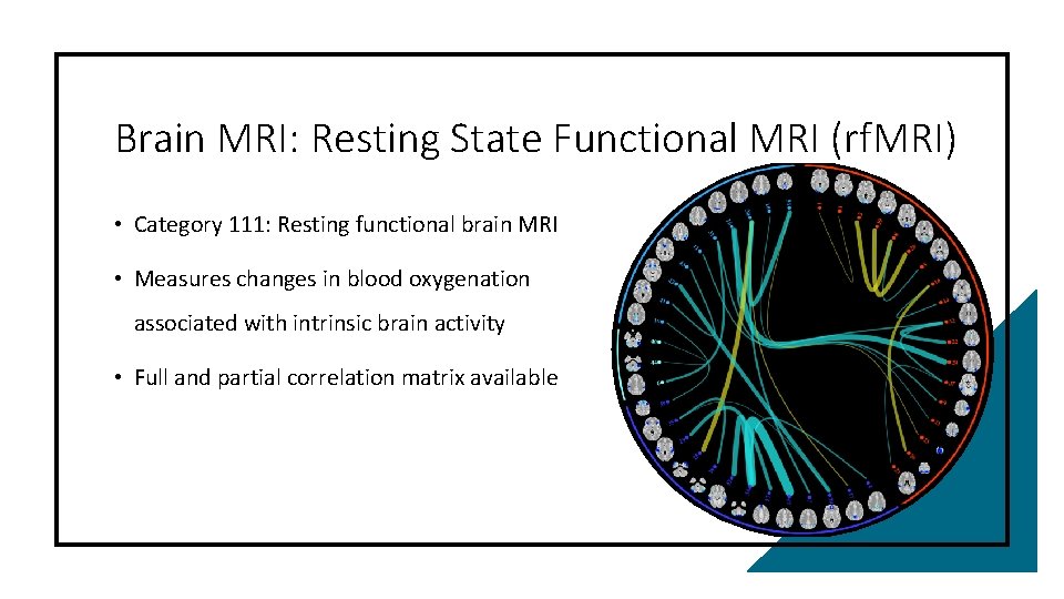 Brain MRI: Resting State Functional MRI (rf. MRI) • Category 111: Resting functional brain