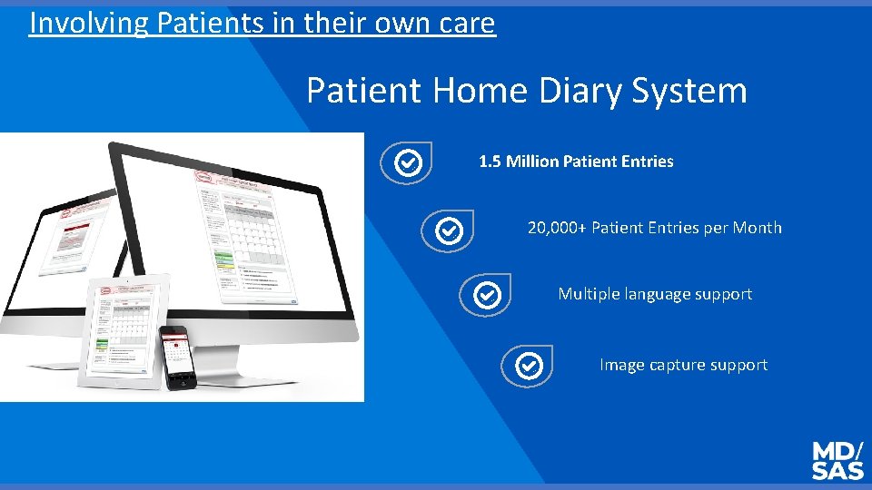 Involving Patients in their own care Patient Home Diary System 1. 5 Million Patient