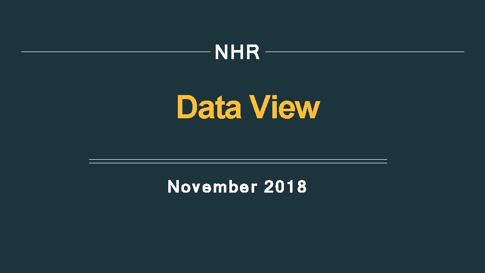 NHR Data View November 2018 