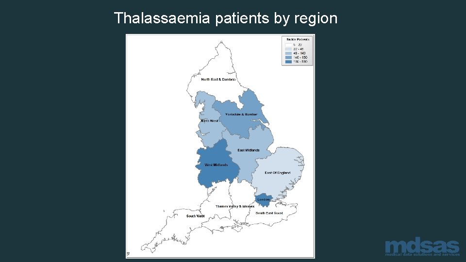 Thalassaemia patients by region 