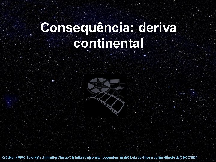Consequência: deriva continental Crédito: XVIVO Scientific Animation/Texas Christian University. Legendas: André Luiz da Silva