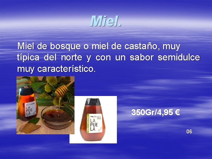 Miel de bosque o miel de castaño, muy típica del norte y con un