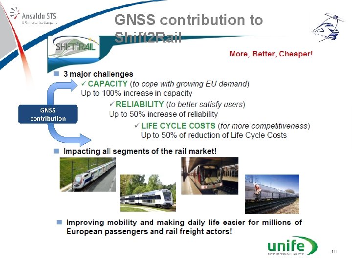GNSS contribution to Shift 2 Rail GNSS contribution 10 