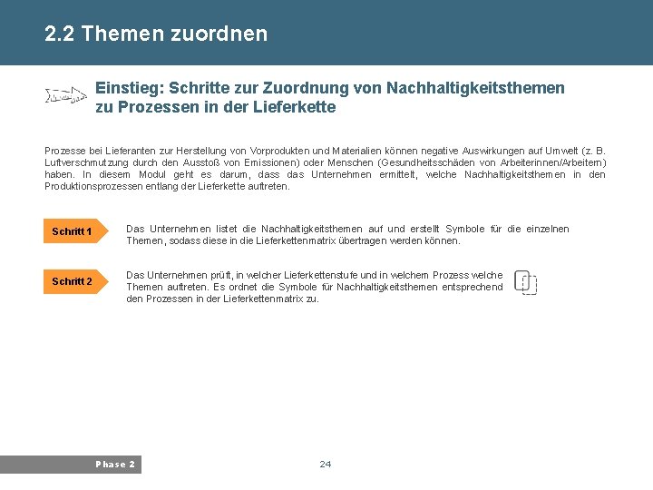 2. 2 Themen zuordnen Bayerisches Landesamt für Umwelt Einstieg: Schritte zur Zuordnung von Nachhaltigkeitsthemen