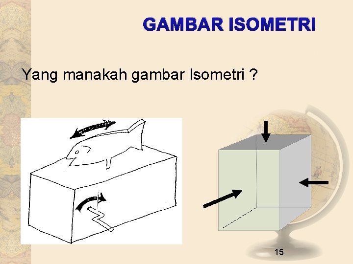 GAMBAR ISOMETRI Yang manakah gambar Isometri ? 15 