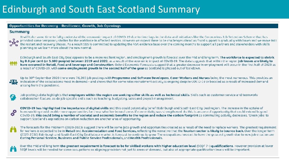 Edinburgh and South East Scotland Summary 