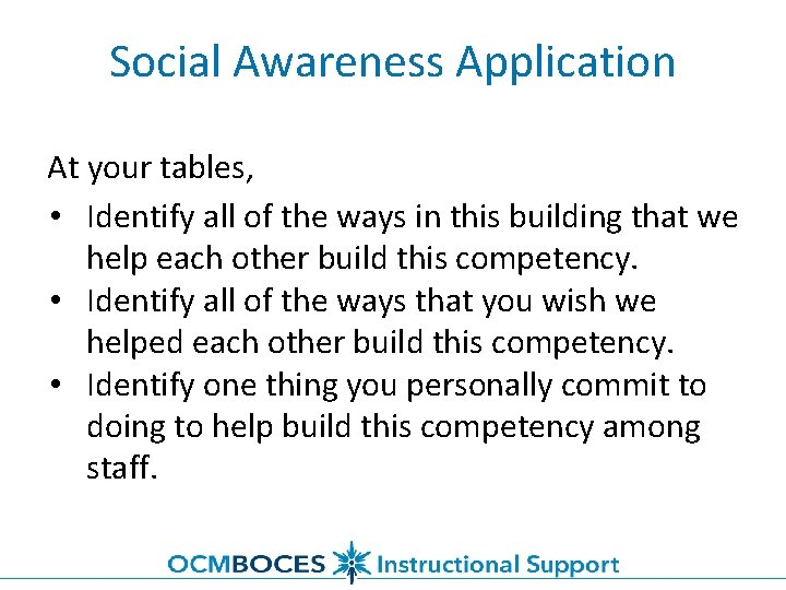 Social Awareness Application At your tables, • Identify all of the ways in this