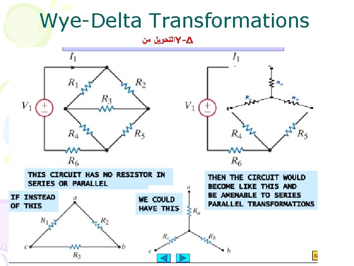 Wye-Delta Transformations ﺍﻟﺘﺤﻮﻳﻞ ﻣﻦ Y-Δ 