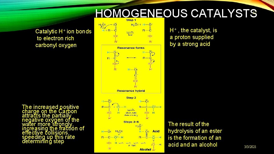 HOMOGENEOUS CATALYSTS 17 H+ , the catalyst, is a proton supplied by a strong