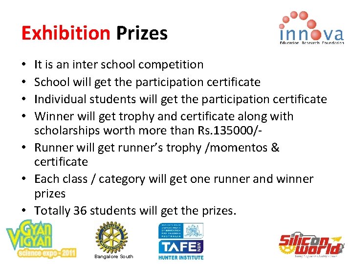 Exhibition Prizes It is an inter school competition School will get the participation certificate