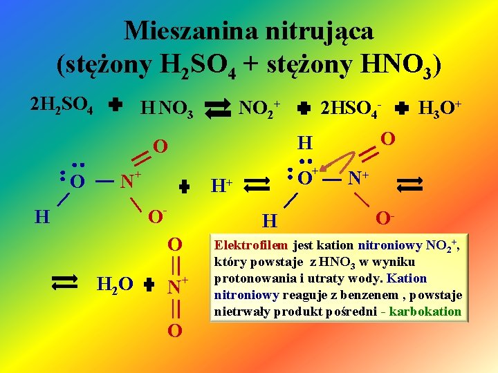 Mieszanina nitrująca (stężony H 2 SO 4 + stężony HNO 3) 2 H 2