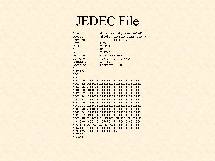 JEDEC File JEDEC File