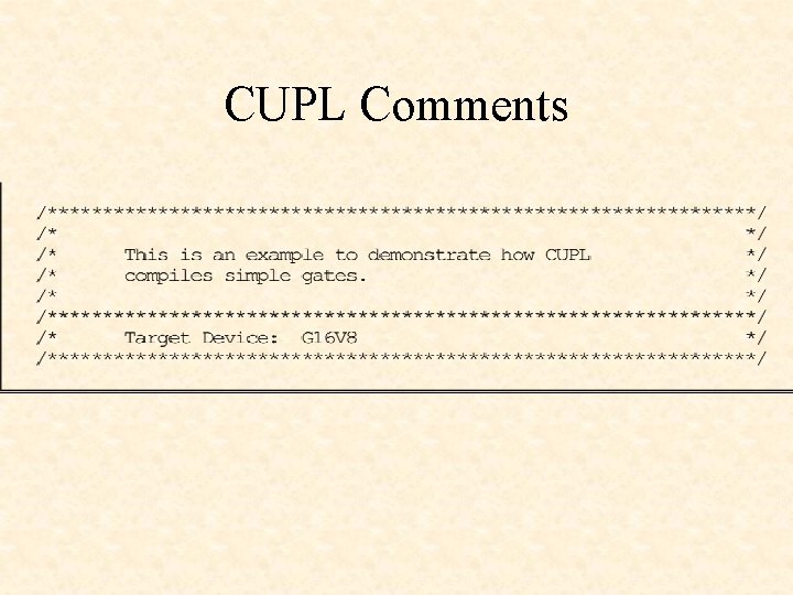 CUPL Comments CUPL Comments