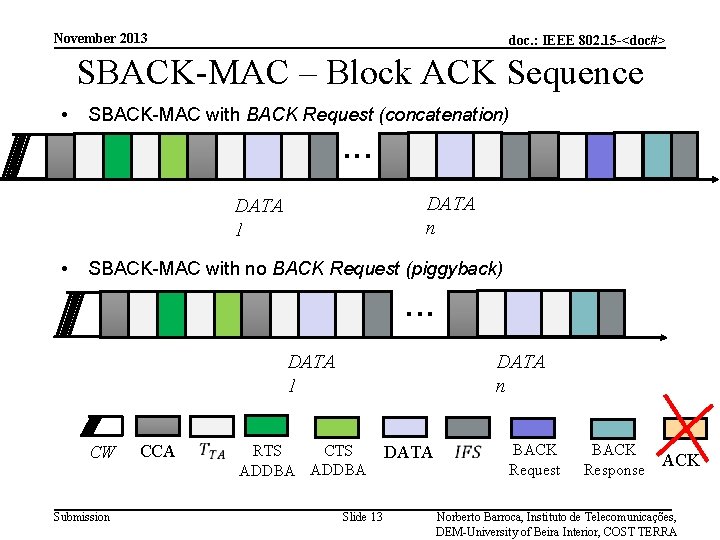 November 2013 doc. : IEEE 802. 15 -<doc#> SBACK-MAC – Block ACK Sequence •