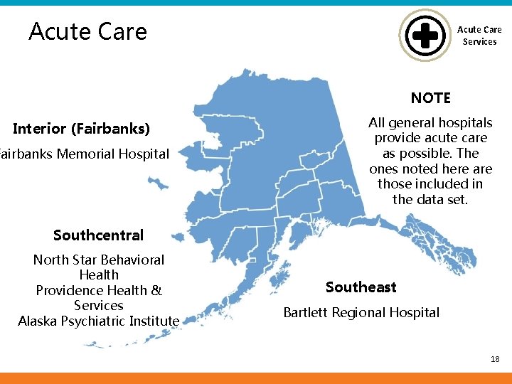 Acute Care Services NOTE Interior (Fairbanks) Fairbanks Memorial Hospital All general hospitals provide acute