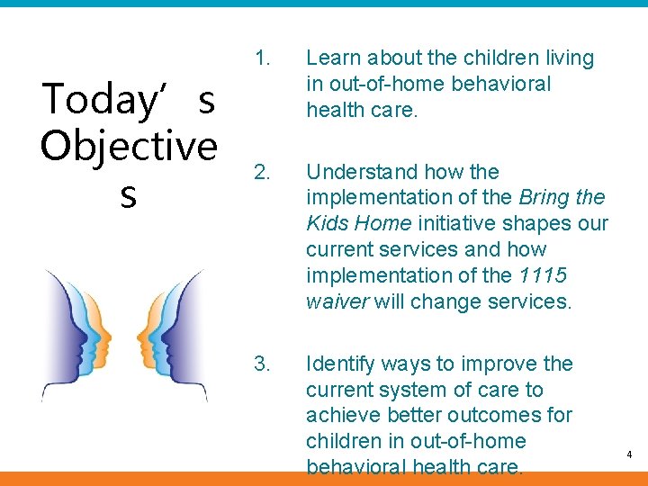Today’s Objective s 1. Learn about the children living in out-of-home behavioral health care.