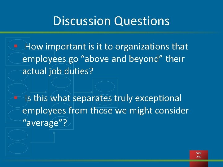 Discussion Questions § How important is it to organizations that employees go “above and