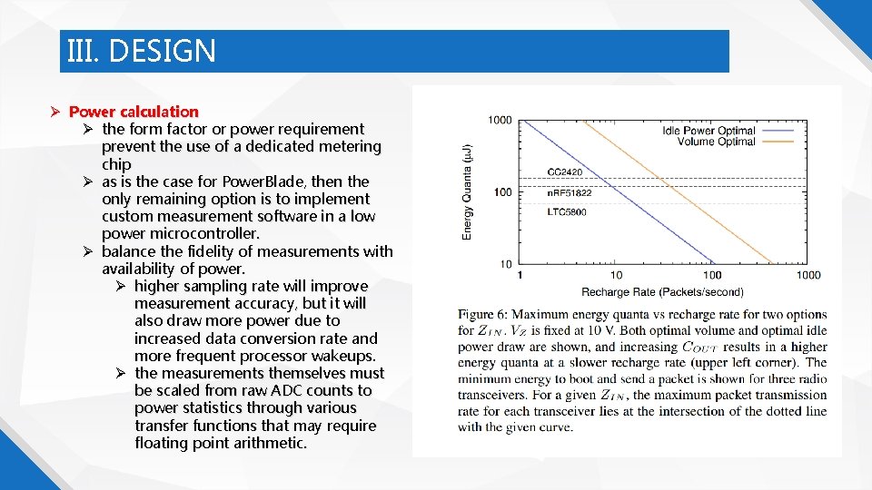 III. DESIGN Power calculation the form factor or power requirement prevent the use of