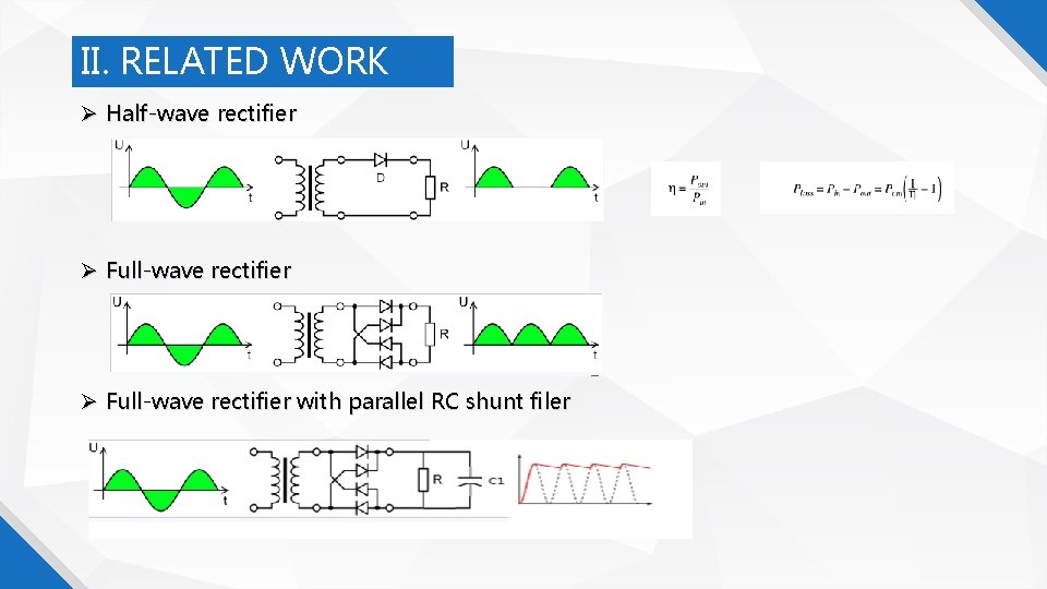 II. RELATED WORK Half-wave rectifier Full-wave rectifier with parallel RC shunt filer 