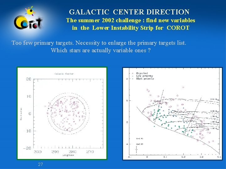 GALACTIC CENTER DIRECTION The summer 2002 challenge : find new variables in the Lower