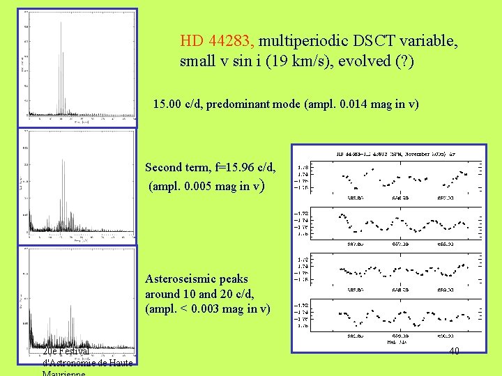 HD 44283, multiperiodic DSCT variable, small v sin i (19 km/s), evolved (? )