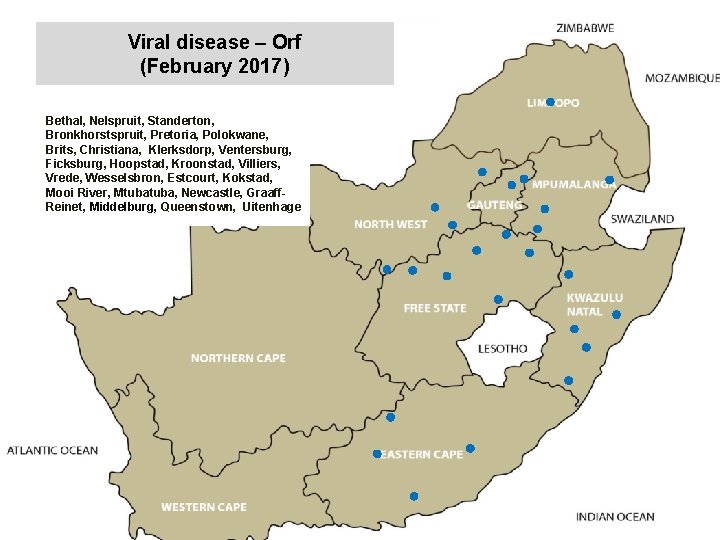 Viral disease – Orf (February 2017) kjkjnmn Bethal, Nelspruit, Standerton, Bronkhorstspruit, Pretoria, Polokwane, Brits,