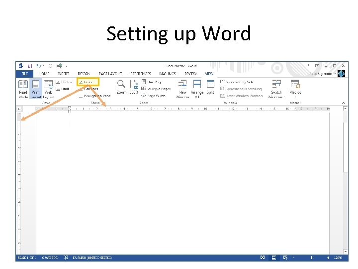 Setting up Word 