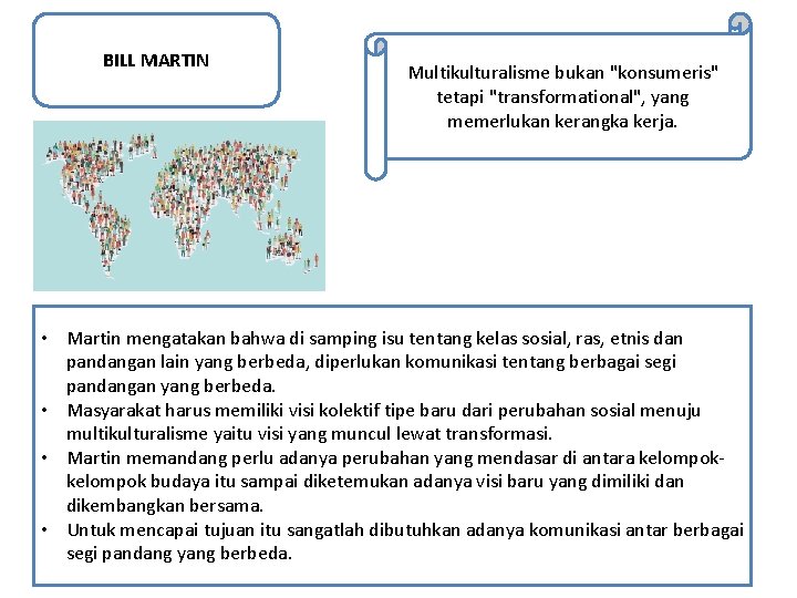 BILL MARTIN Multikulturalisme bukan "konsumeris" tetapi "transformational", yang memerlukan kerangka kerja. • Martin mengatakan