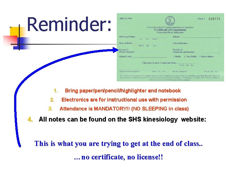 er: Reminder: 1. 2. 3. Bring paper/pencil/highlighter and notebook Electronics are for instructional use