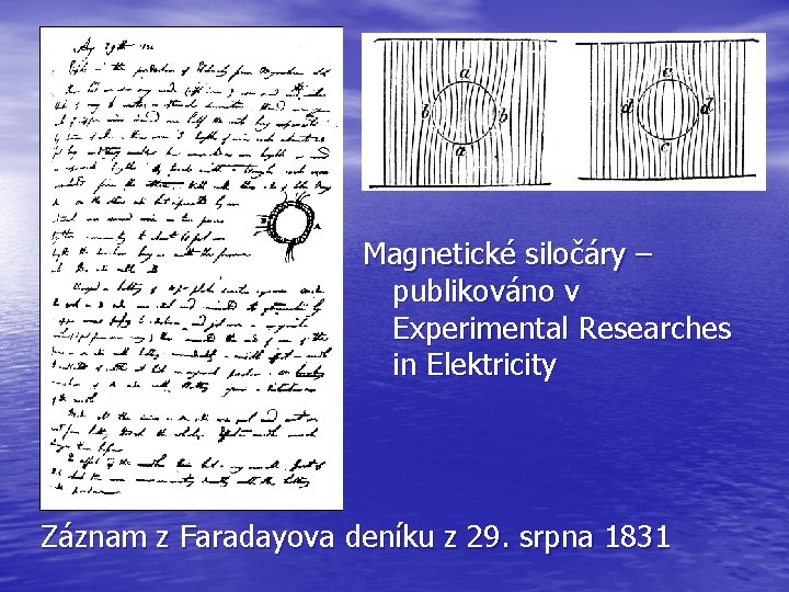 Magnetické siločáry – publikováno v Experimental Researches in Elektricity Záznam z Faradayova deníku z