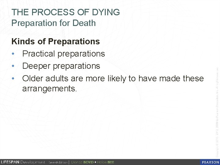 THE PROCESS OF DYING Preparation for Death Kinds of Preparations • Practical preparations •