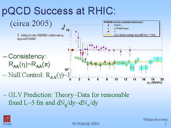 p. QCD Success at RHIC: (circa 2005) Y. Akiba for the PHENIX collaboration, hep-ex/0510008