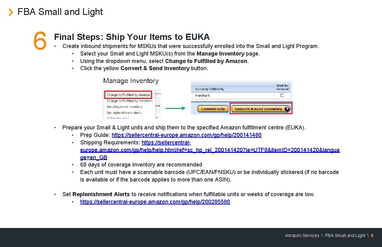 FBA Small and Light 6 Final Steps: Ship Your Items to EUKA • Create